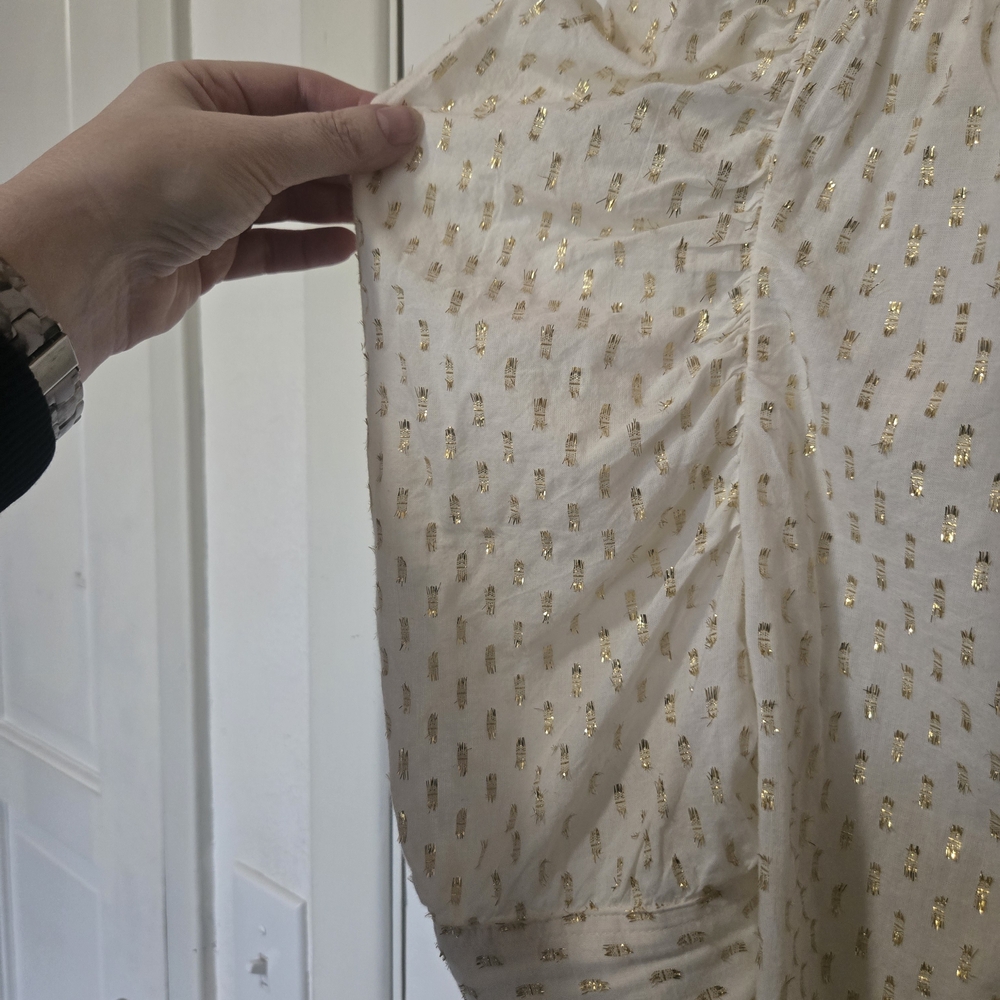 💚GAP Cream Blouse with Gold Foil Dot Accents - Picture 6 of 8